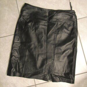 Jaclyn Smith Black Genuine Leather Pencil Skirt, Plus Size 14
